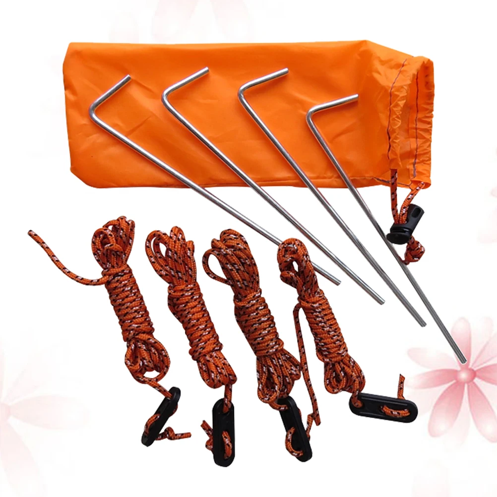 

Tent Accessories Kit Steel Cloth Outdoor Camping Gear for Travel Hiking Hunting Rope Nails Cord Stakes Storage