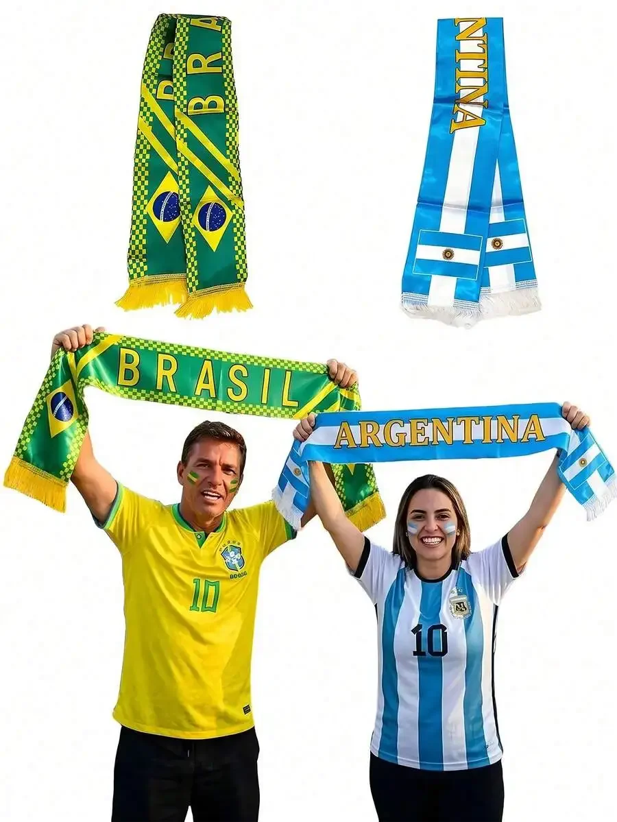

2pcs Word Cup Flag Support Scarf, Football Club Party Cheerleading Scarf, Spain / Brazil Flag Headbands, Suitable For Sports