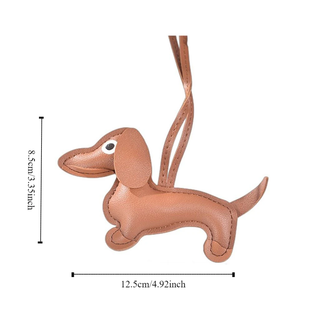 Trendy PU Leather Dachshund Keychain Cute Puppy Animal PU Leather Hanger Dog Car Keyring Bag Pendant Men