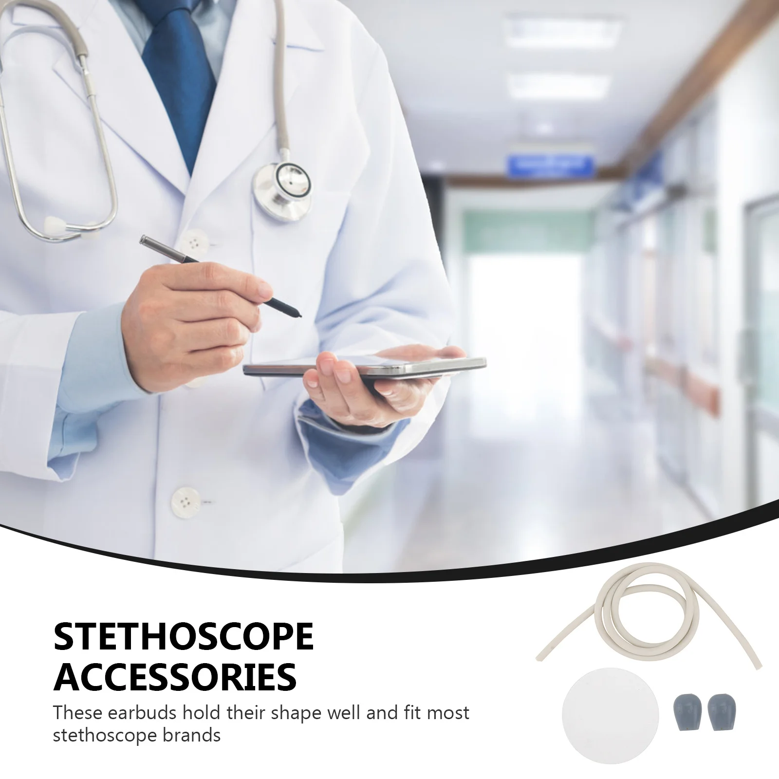 

4pcs /Set Stethoscope Replacement Ear Tips Hose Diaphragm Kit Rubber Earplugs For Cold Weather Noise Isolation Stethoscope