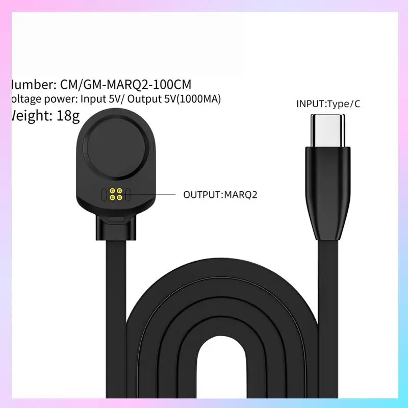 

T23C Magnetic Watch Charger Dock Watch Charging Cable ABS Watch Charging Cable For Garmin MARQ Gen 2 Watch Turn Type-C Charging