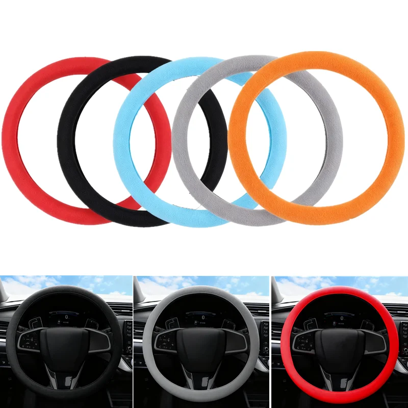 

Elastic Anti-Slip Car Steering Wheel Cover Soft Silicone Steer Protective Decoration All-season Universal For 35-38cm Steering