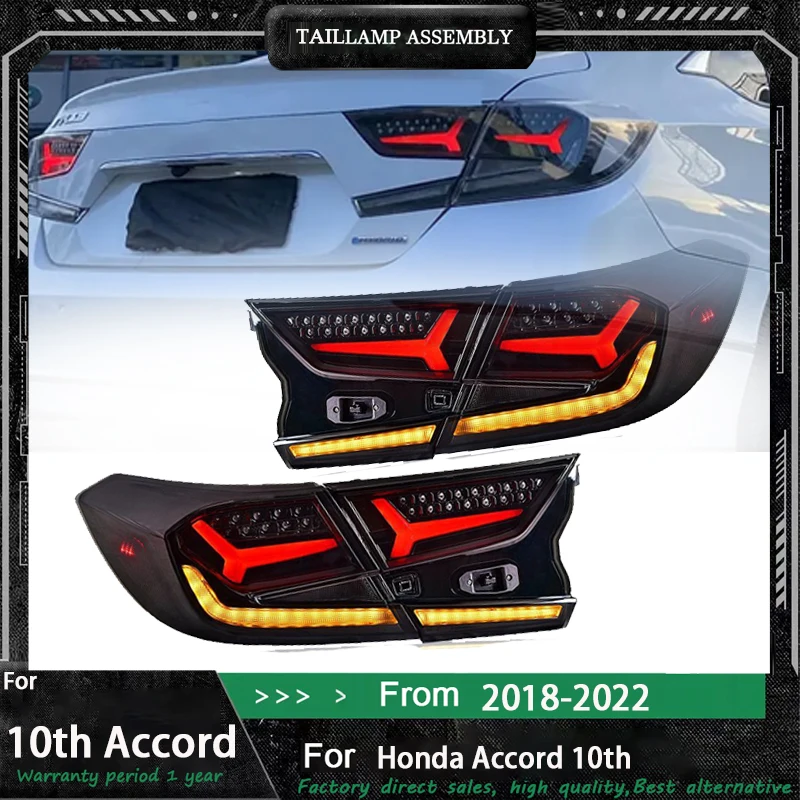 Suitable for Honda 10th generation Accord tail light assembly modified aircraft model LED racing lights running water turn signa