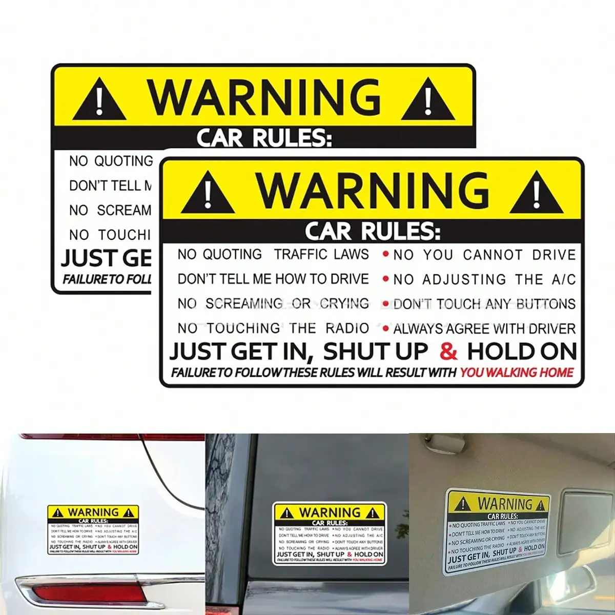 Car Interior Safety Warning Stickers Sun Visor Window Graphics Bumper Waterproof Car Stickers Automotive Pvc Vinyl Film Stickers
