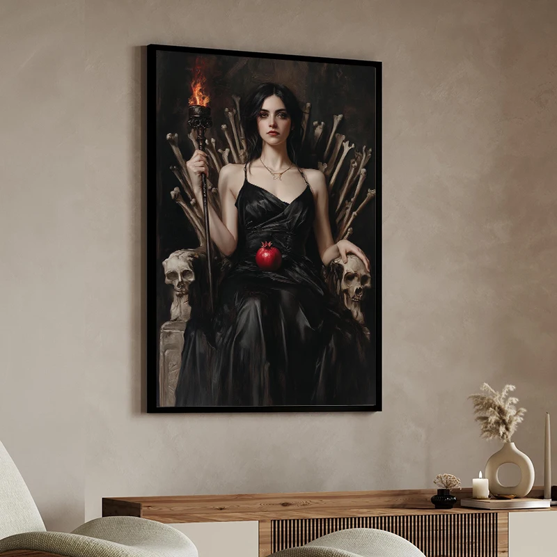 Raven Mermaid Witch Castle Floral Dark Academia Poster Canvas Painting Print Wall Art Picture for Living Room Home Decor - view 4