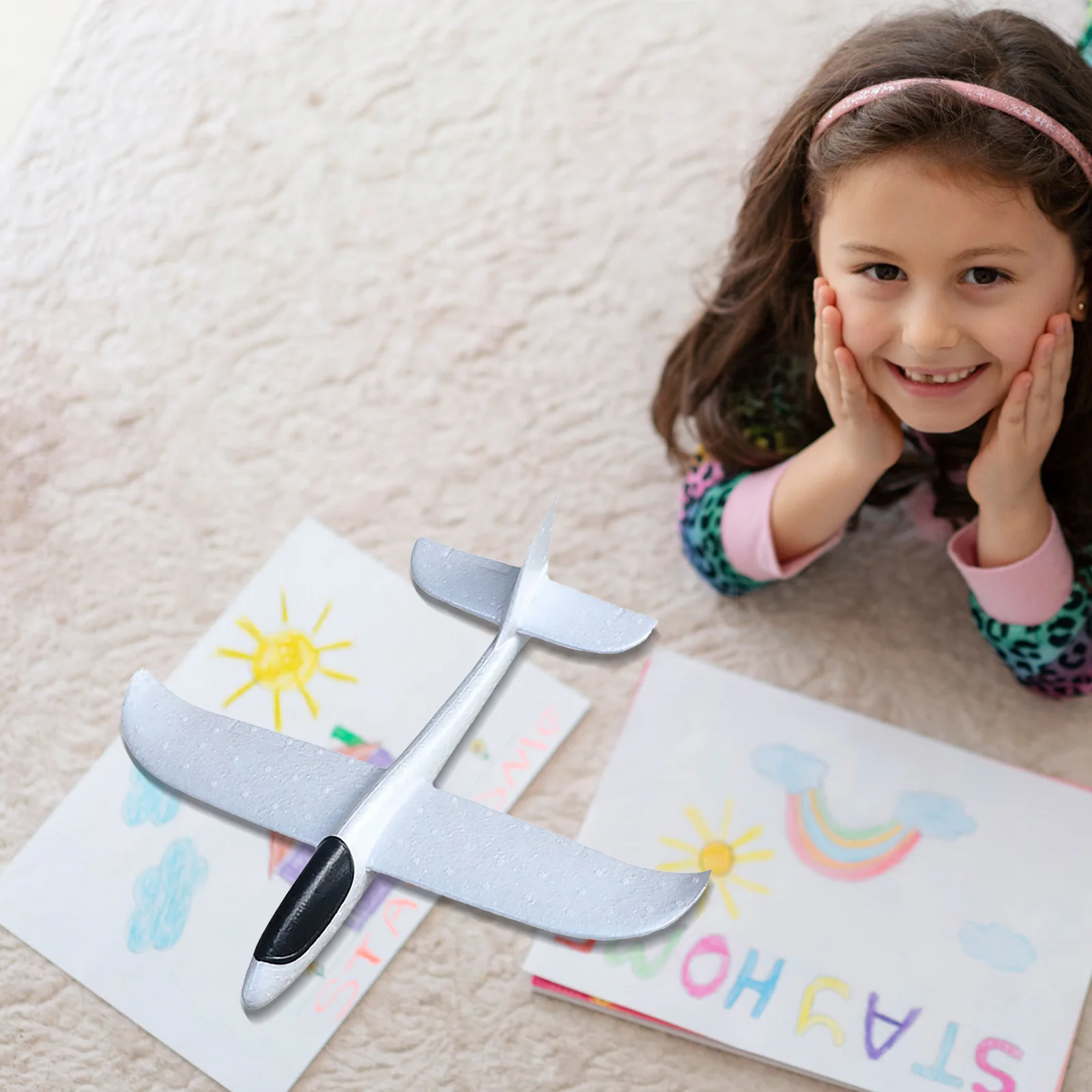 2pcs Foam Plane Hand Throwing For Kids Outdoor Activity Hand Throwing Airplane Unfinished Aircraft Craft Graffiti Airplane