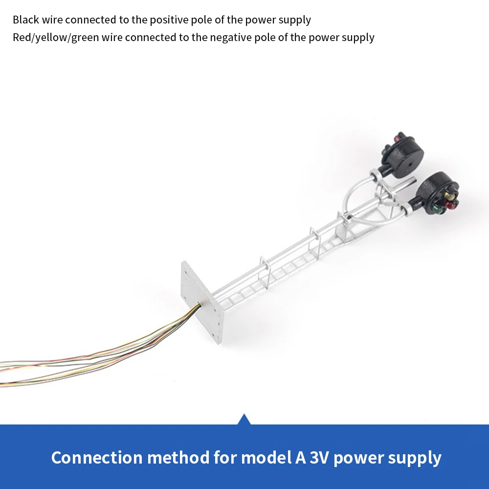 HO Scale Model Railroad Tri-lights Block Searchlight LED Street Signal Fine Made Metal 1/2 Opposite Targets for Sand Table Kit