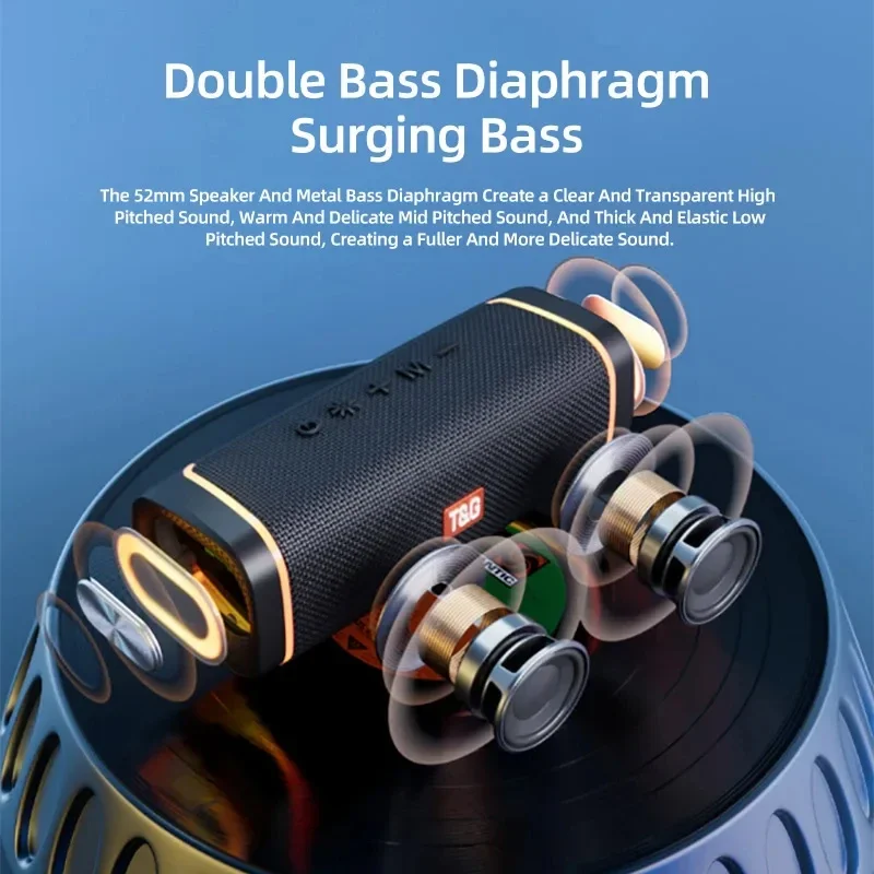 TG375 30W High-powe Wireless Bluetooth Speaker Portable Sound Column with RGB Lighting TWS 3D Stereo Subwoofer FM Radio Boom Box