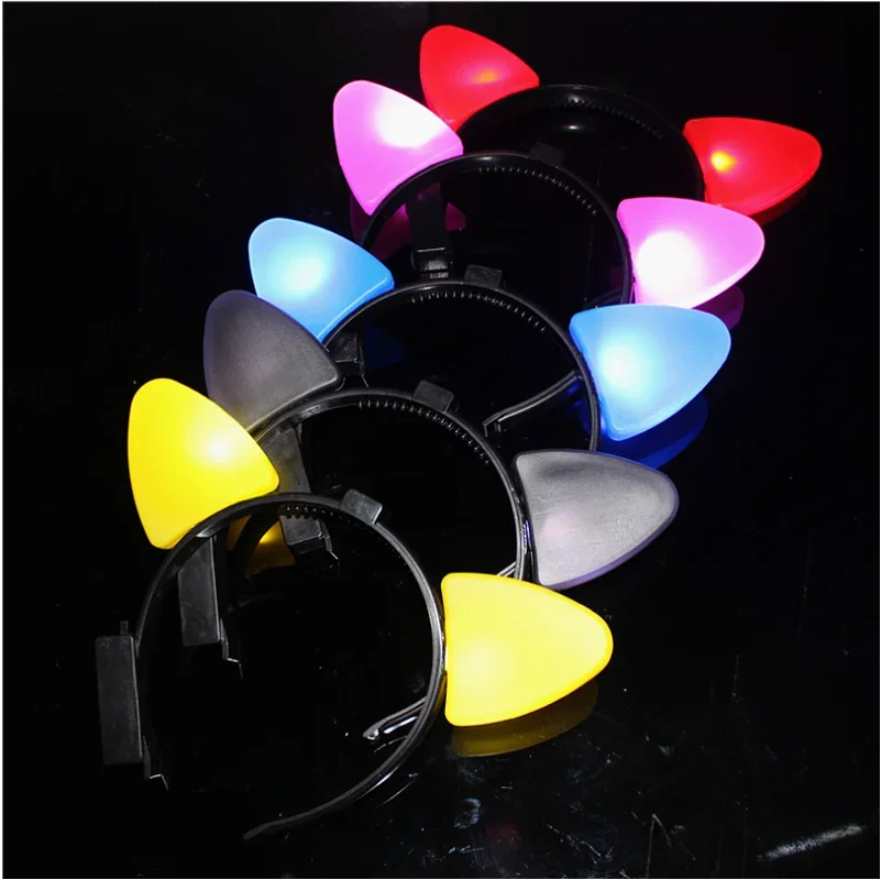 12pcs LED Cat Animal Ears Headband Children Adult  Hairband Party Boy Girl Cosplay Birthday Costume  Wedding Festival