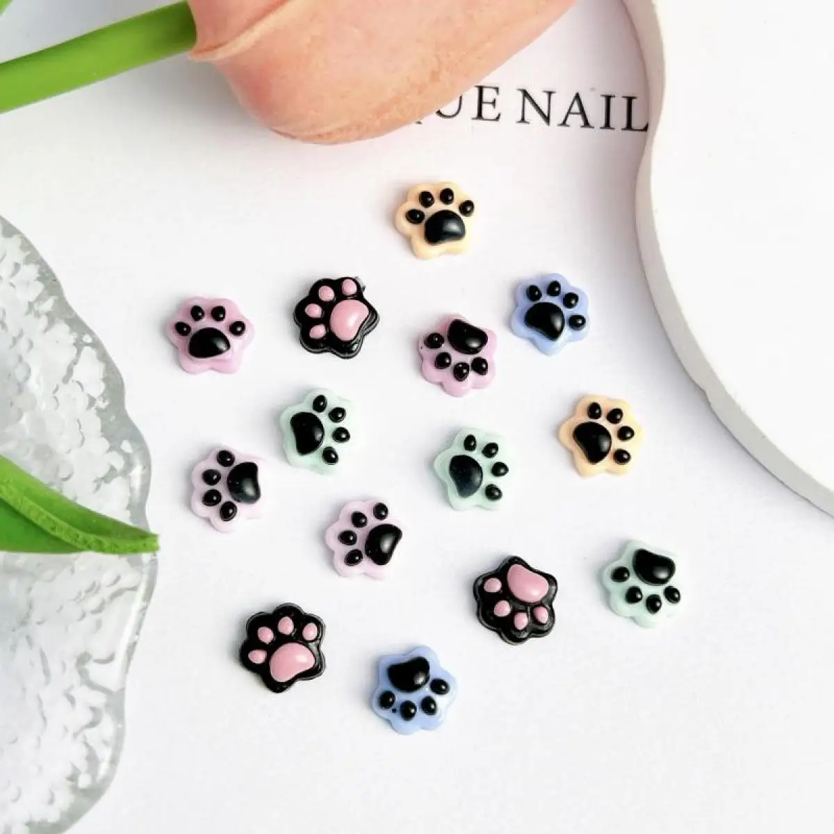 Resina 3D Simpatico cartone animato Artiglio di gatto Pendenti e ciondoli per nail art Dolce luce notturna Artiglio di gatto Decorazioni per nail art Colla crema Accessori artigianali fai da te