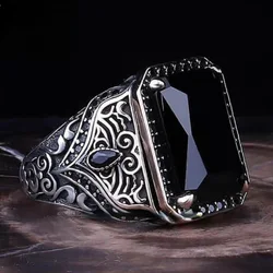 New style inlaid black gemstone men's ring with fashion banquet high-end jewelry