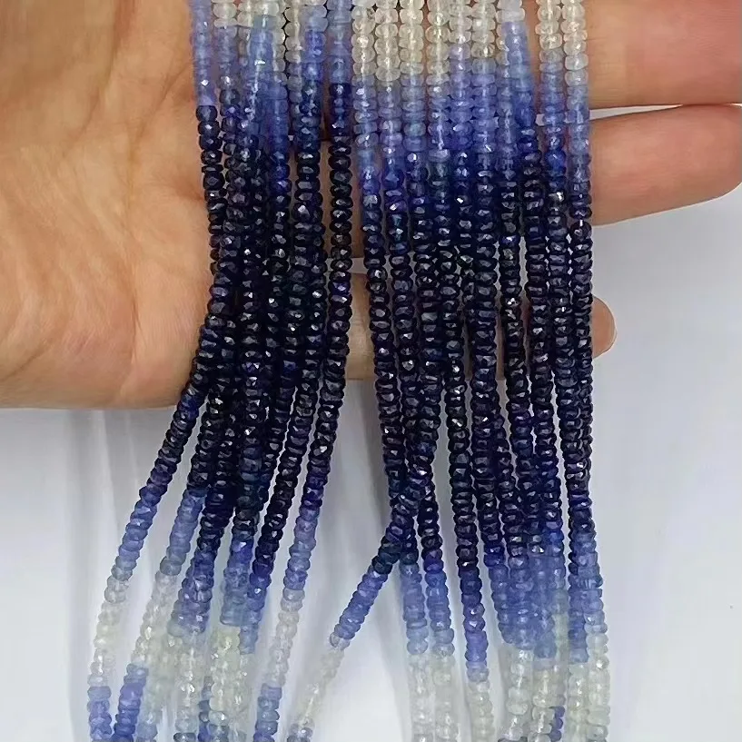 SAPPHIRE roundelle  faceted 3mm loose beads  gemstone   40cm for DIY jewelry making necklaceFPPJ wholesale beads nature