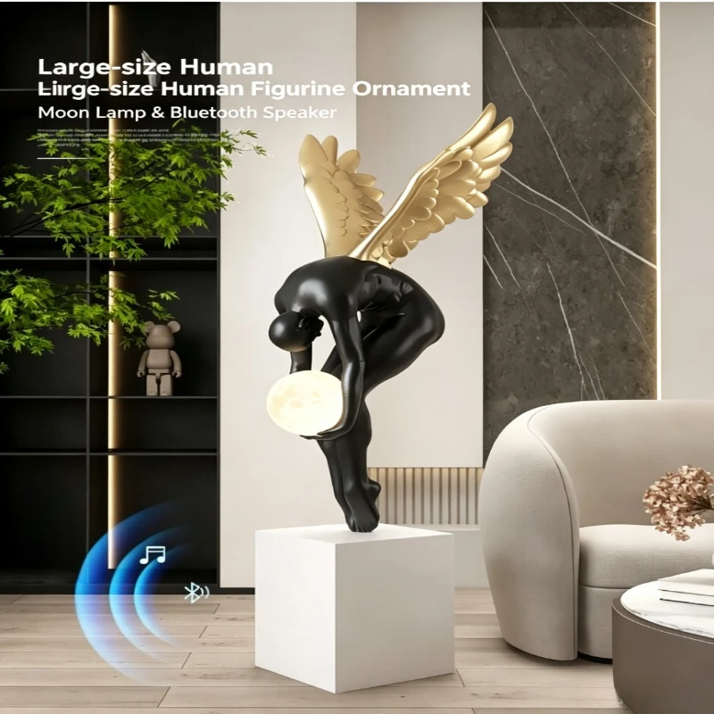 Abstract Handicrafts Hotel Lobby Angel Sculpture Modern Lighting Luxury Art Figure Floor Lamp Ornament Living Room Porch