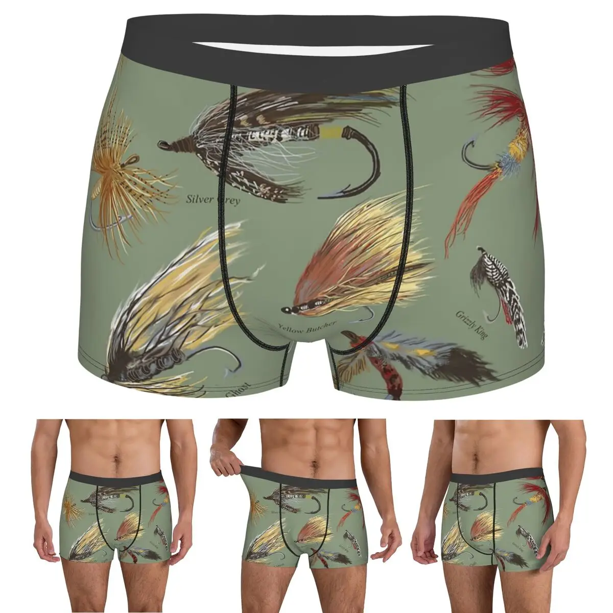 

Трусы-боксеры, шорты для рыбалки нахлыстом, завязанные вручную трусики для мух, мужское дышащее нижнее белье для мужчин, подарки бойфренду