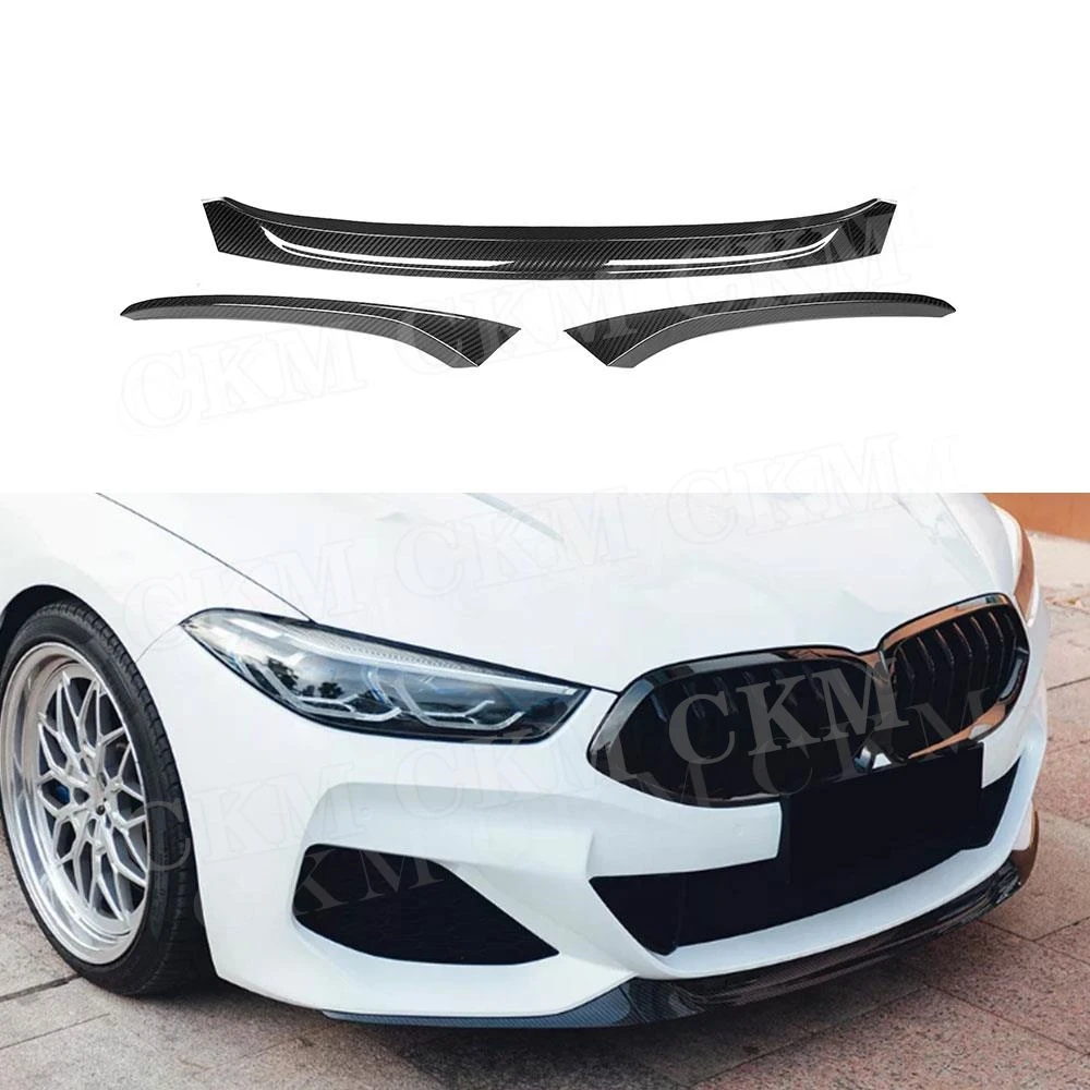 

Dry Carbon Fiber 3PCS Front Lip Spoiler Chin Shovel For BMW 8 Series G14 G15 G16 2020+ Car Front Bumper Lip Diffuser Accessories