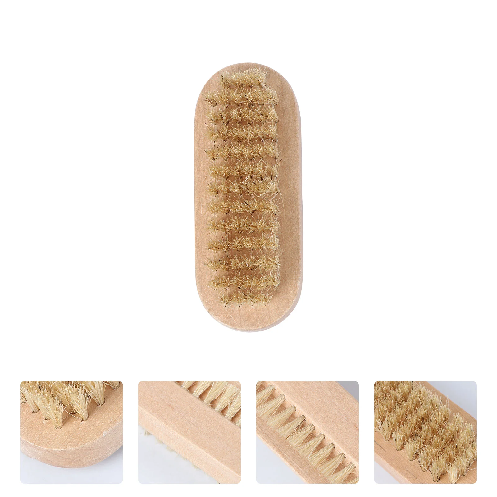 2 Pcs Nail Pedicure Tool Two Sided Boar Bristle Brush Manicure Tools Wooden