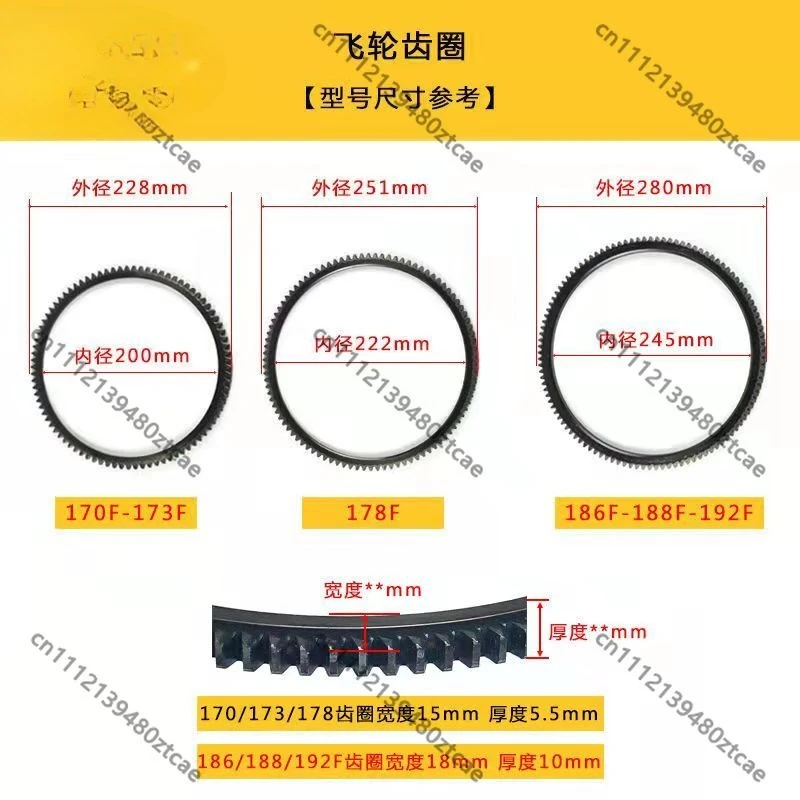 Electric Start Flywheel Gear Ring Fit 170F 178F 186FA 188 Air Cooled Diesel Engine 5KW Generator Micro Tiller Replacement Parts