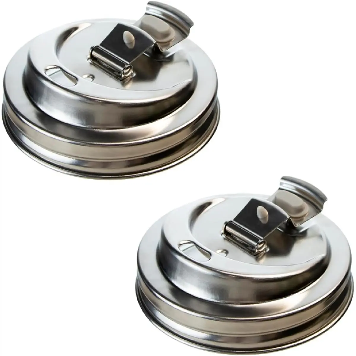 2PCS Jar Drinking Lids,Stainless Steel Wide Mouth Jar Sip Lid ,Anticracking Leak Proof Seal Flip Cap