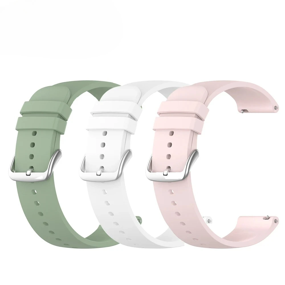 Bonbonfarbenes Silikonarmband für Samsung Galaxy-Uhrenarmband in 20/22 mm breitem Armband, atmungsaktives Armband mit rundem Schwanz