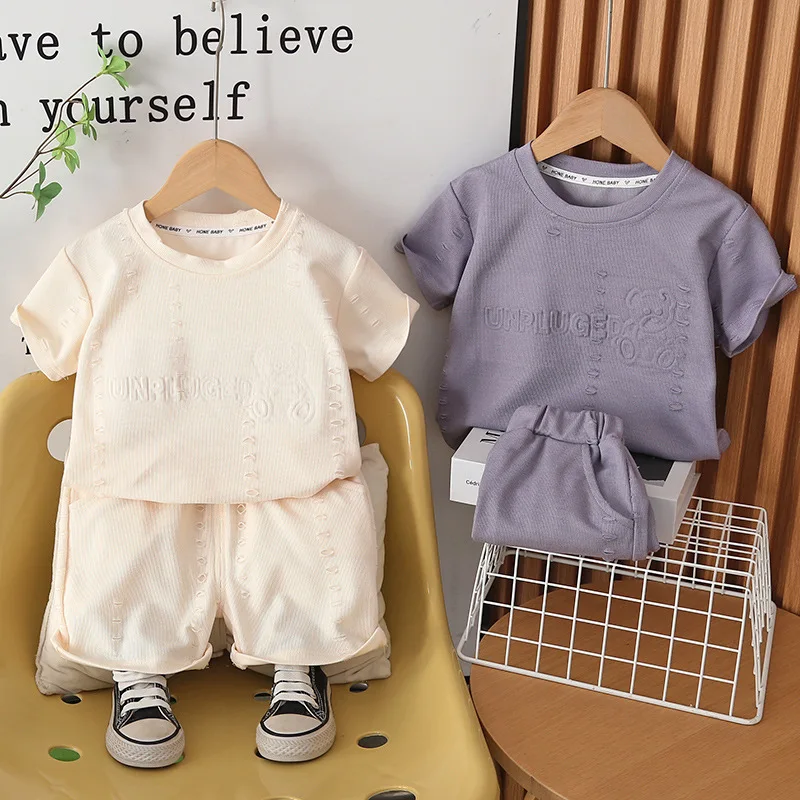 

Комплекты одежды для мальчиков, лето 2026, детские хлопковые футболки, короткие штаны, спортивный костюм из 2 предметов для малышей, спортивные костюмы, детская одежда для малышей 4 лет