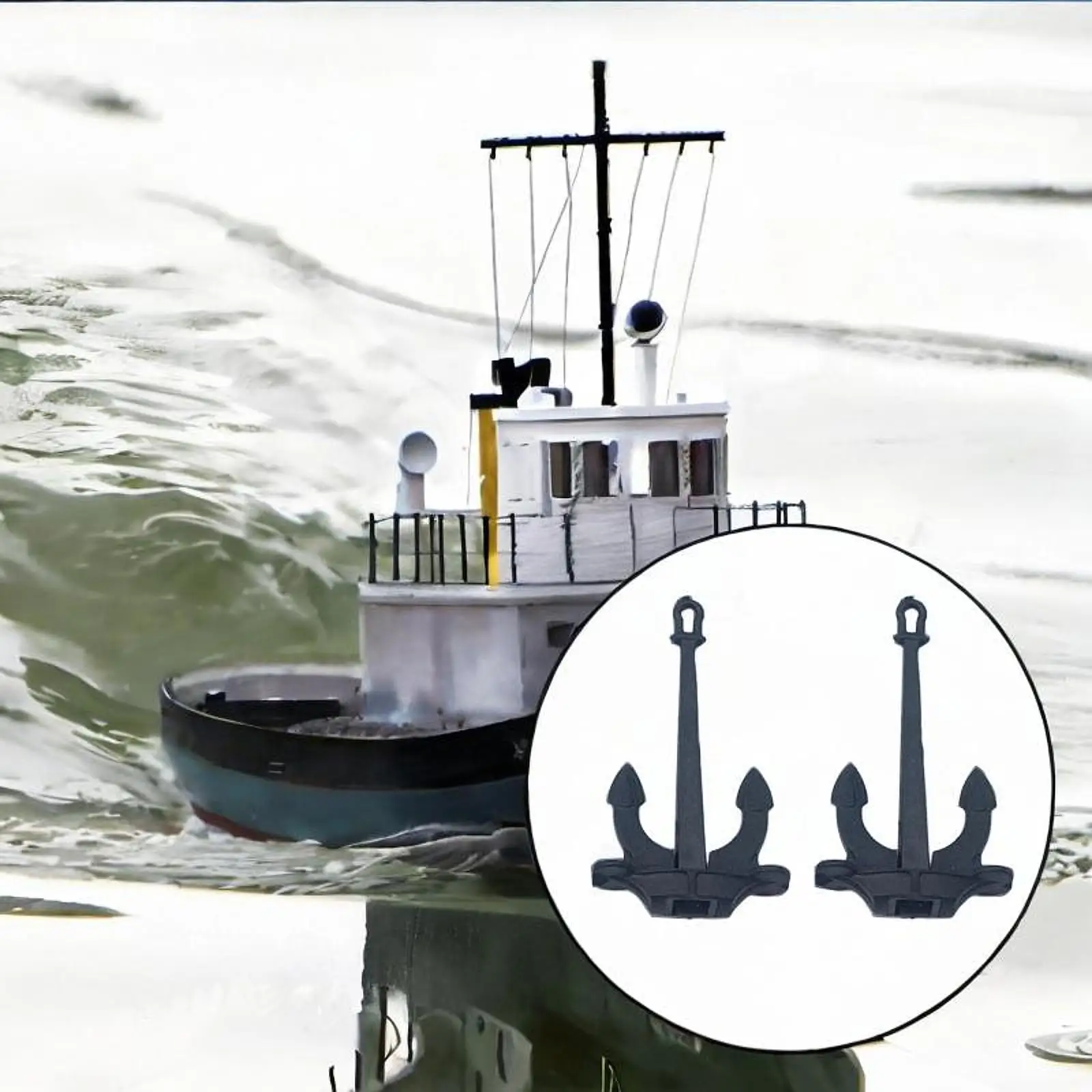 2x RC Boat Anchors Tiny Simulation Miniature Anchors Rod Simulation Nautical Model Components Mini Hall Anchors for Kids Adults - Image 4