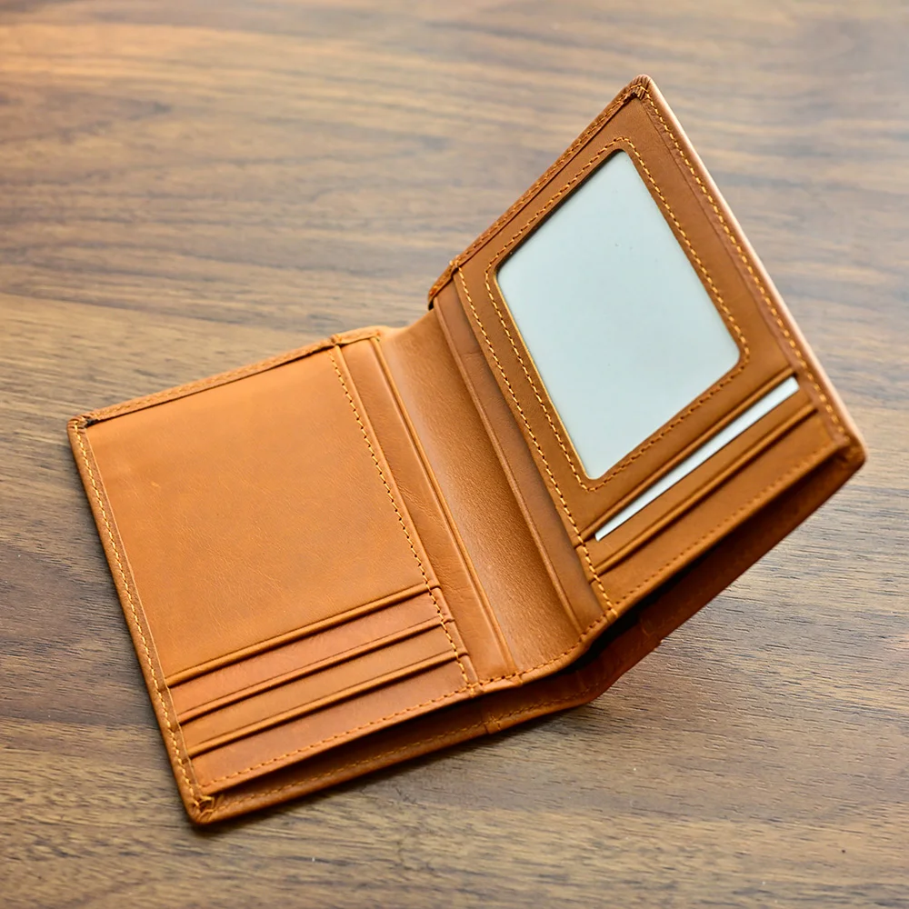 Vintage Oil Wax Genuine Leather Men Wallet RFID Blocking Top Layer Cowhide Short Bifold Purse Rubbed Color Multi Card Holder
