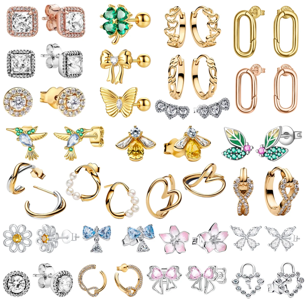 Brincos de Borla em Prata Esterlina 925 com Design Simples, Brilhantes, em Formato de Coração Quadrado e Borboleta, Ideais para Presentes de Aniversário Femininos