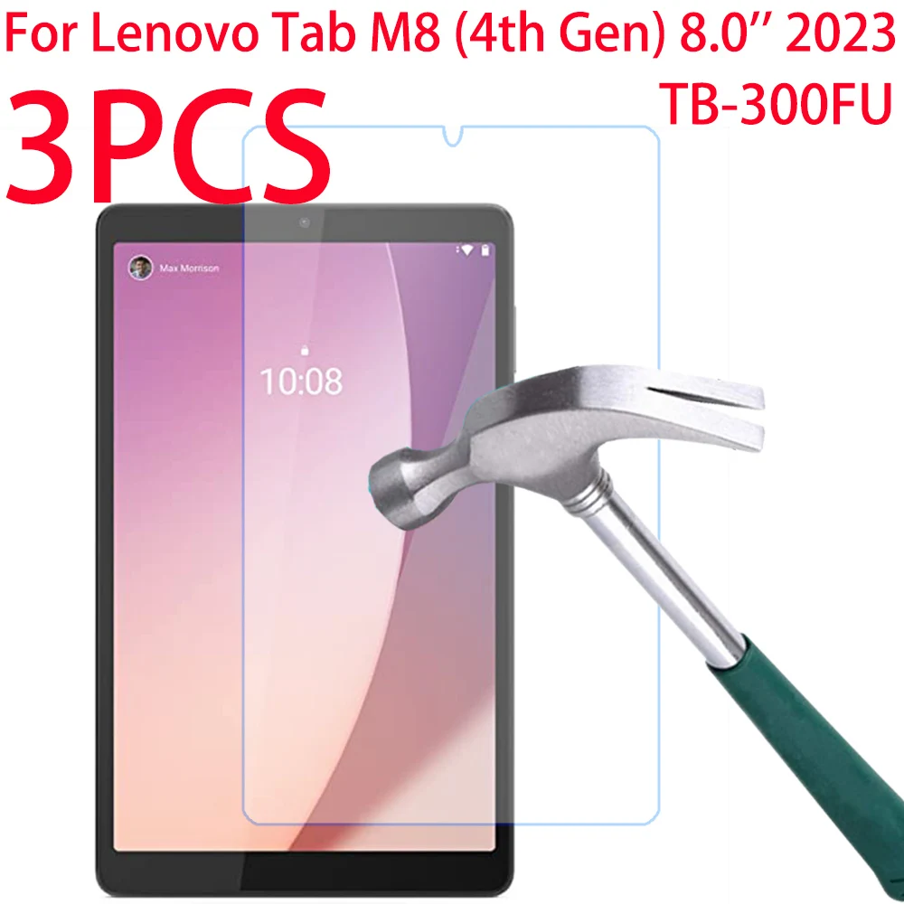 

3PCS Tempered Glass For Lenovo Tab M8 (4th Gen) 2023 8.0 inch Screen Protector TB-300FU Screen Film for Lenovo Tab M8 4th