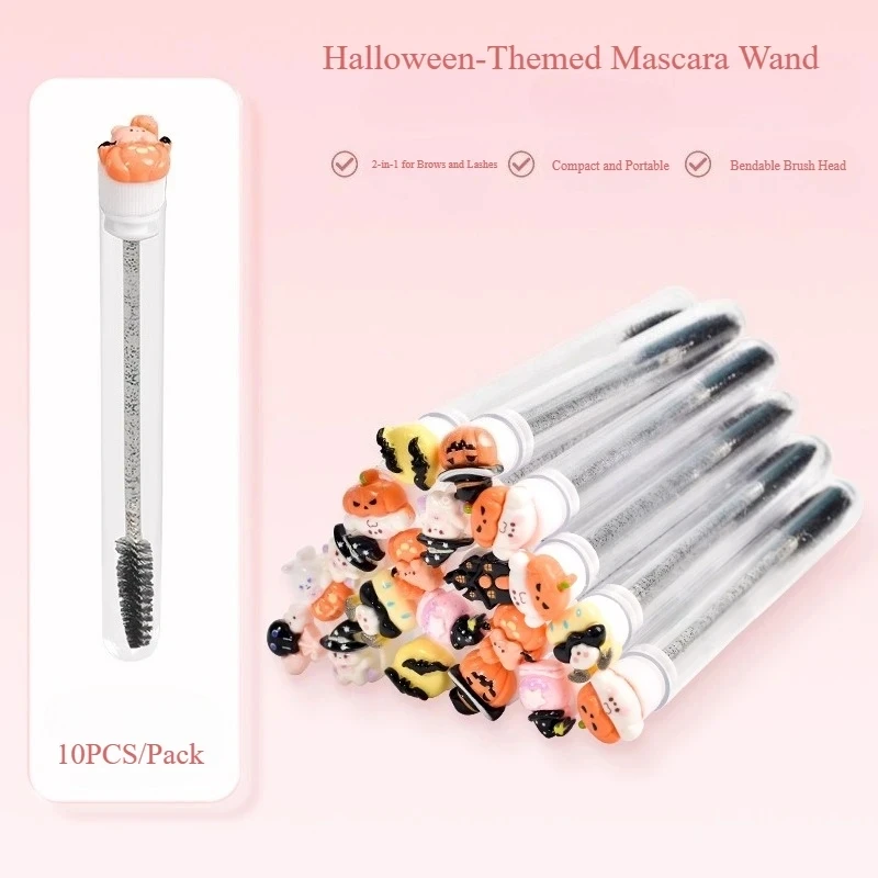 10 pièces brosse à cils réutilisable professionnel Halloween Tube Mascara baguette-effrayant avec Tube baguettes à cils brosse à sourcils remplaçable