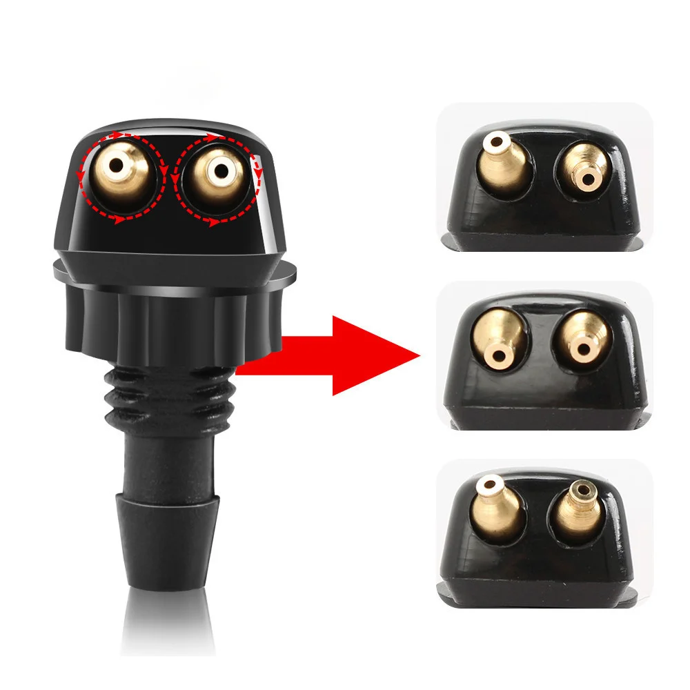 2Pcs Car Windshield Wiper Washer Spray Nozzle Car Dual Holes Windshield Washer Nozzle Wiper Water Spray Jet Fits Most Car Models