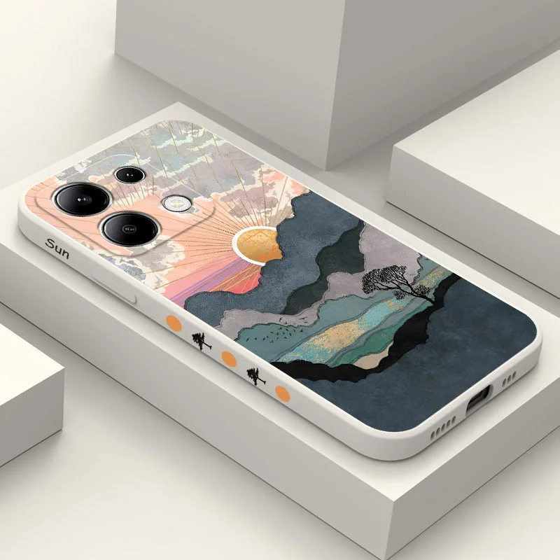 

Mountain Scenery Phone Case For Xiaomi Redmi Note 14 13 12 12S 11 11S 10 10S 9 9S Pro Plus 4G 5G Liquid Silicone Cover