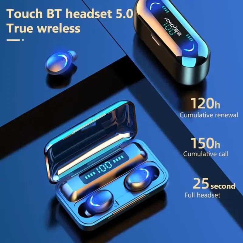 TWS F9 Bluetooth Earphone V5.0 9D Stereo Wireless Headphones Sport Waterproof F9-5 5C Shigh Capacity Charging Box for Cellphone