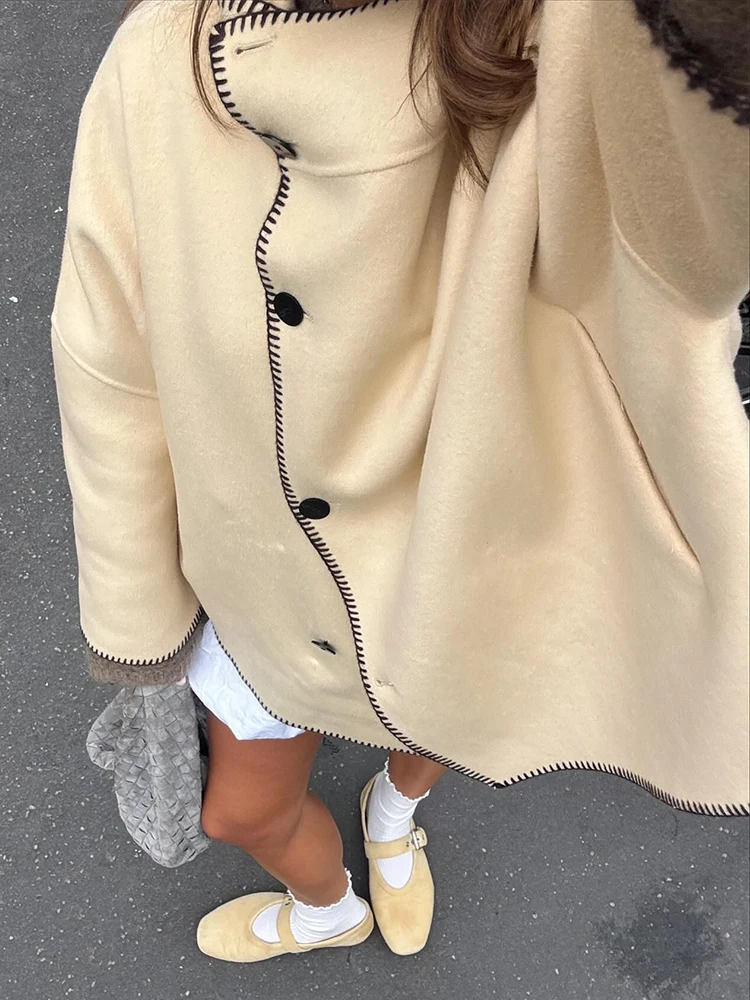 

HH женское повседневное свободное пальто женское осеннее элегантное пальто с длинным рукавом водолазка однобортное украшение однотонные куртки в уличном стиле