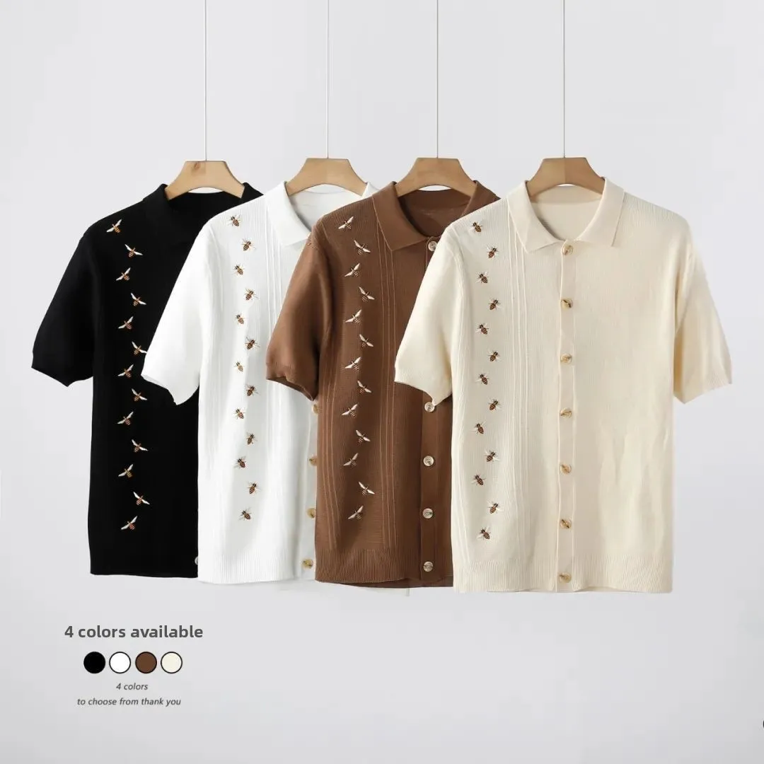 

Высококачественная вязаная футболка Proc Ice Silk f Sve, мужская винтажная летняя новая мода, свободный крой, топ Ne ort Sve