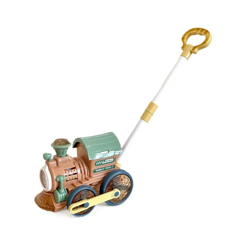 Children's Bubble Machine Hand Push Train Automatic Music Light Bubble Machine Outdoor Baby Walking Toy