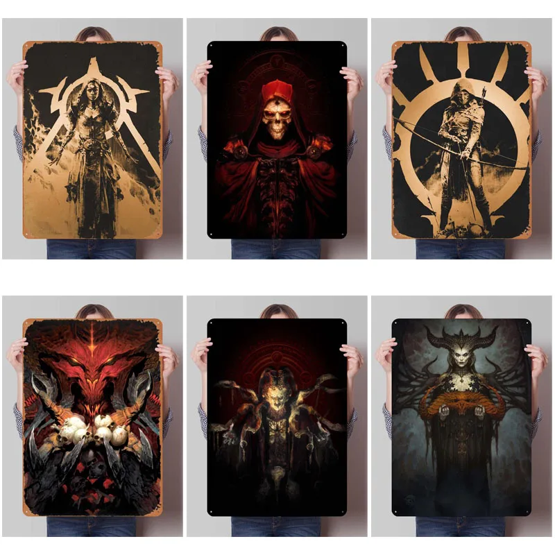 Letrero de Metal Diablos, carteles de juego personalizables, decoración de sala de juegos, letrero de hojalata Vintage para hombre, decoración de habitación de jugadores, arte de pared