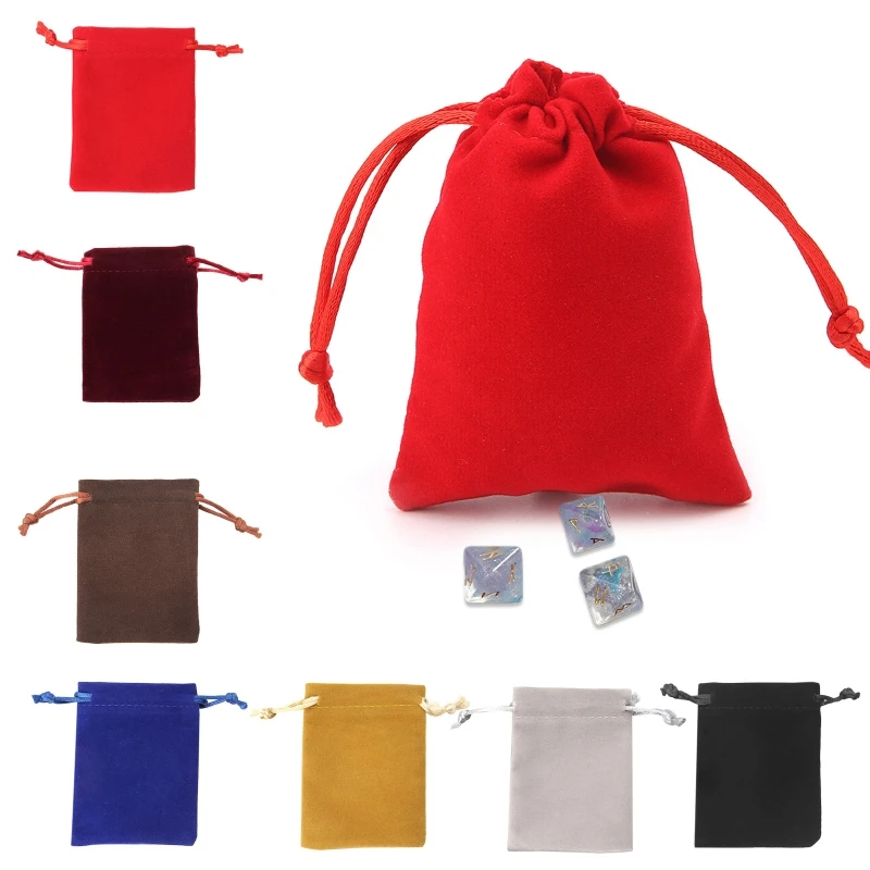 2024 New Diamond Grade Mini Drawstring Board Game Pack Velvet Dice Bags Card Deck Toy Jewelry Storage Bag