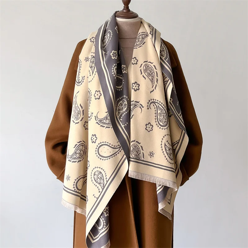 New Paisley Print Cashmere Scarf Women Thick Winter Warm Luxury Shawl Wraps Bufanda Female Pashmina Blanket Travel Poncho Stoles