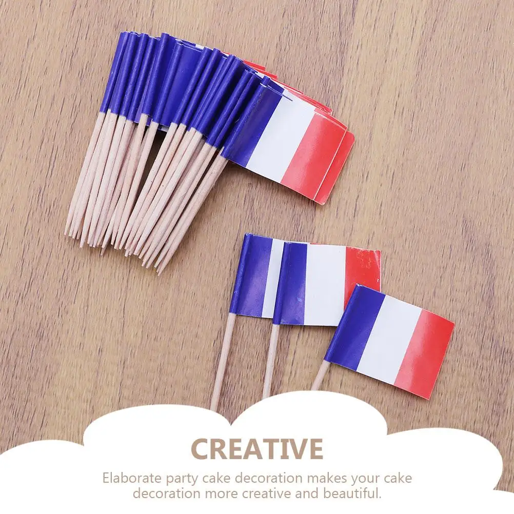 200 Stück Französische Flaggen-Stecker in Leuchtenden Farben Kuchendekoration Frankreich-Flagge Cupcake-Stecker Mini-Zahnstocher Länderflaggen – Detail 3