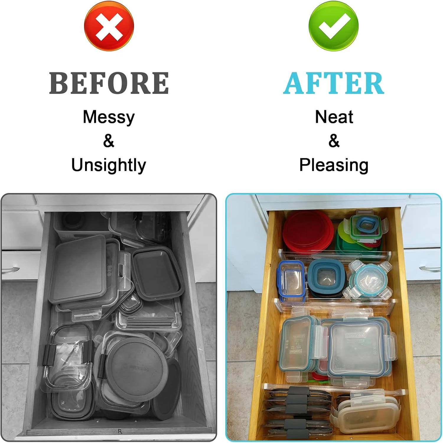 4/6/8/12 Pack Expandable Drawer Dividers, Drawer Dividers for Kitchen Utensils, Bedroom Clothes, Organization and Storage
