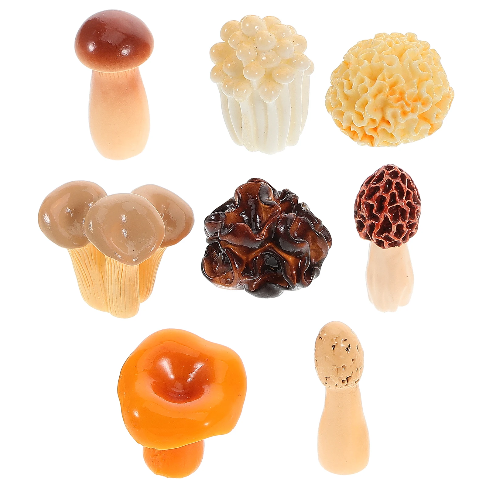 

8pcs Realistic Resin Mushrooms Lifelike Mushroom Decorations For Crafts Diy Projects Artificial Faux Food Models Miniature