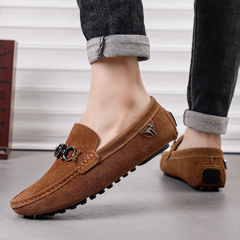 

Новинка 2023 года, мягкая и удобная обувь высокого качества, мужские роскошные коричневые мужские замшевые мокасины, повседневная кожаная обувь, мужские лоферы