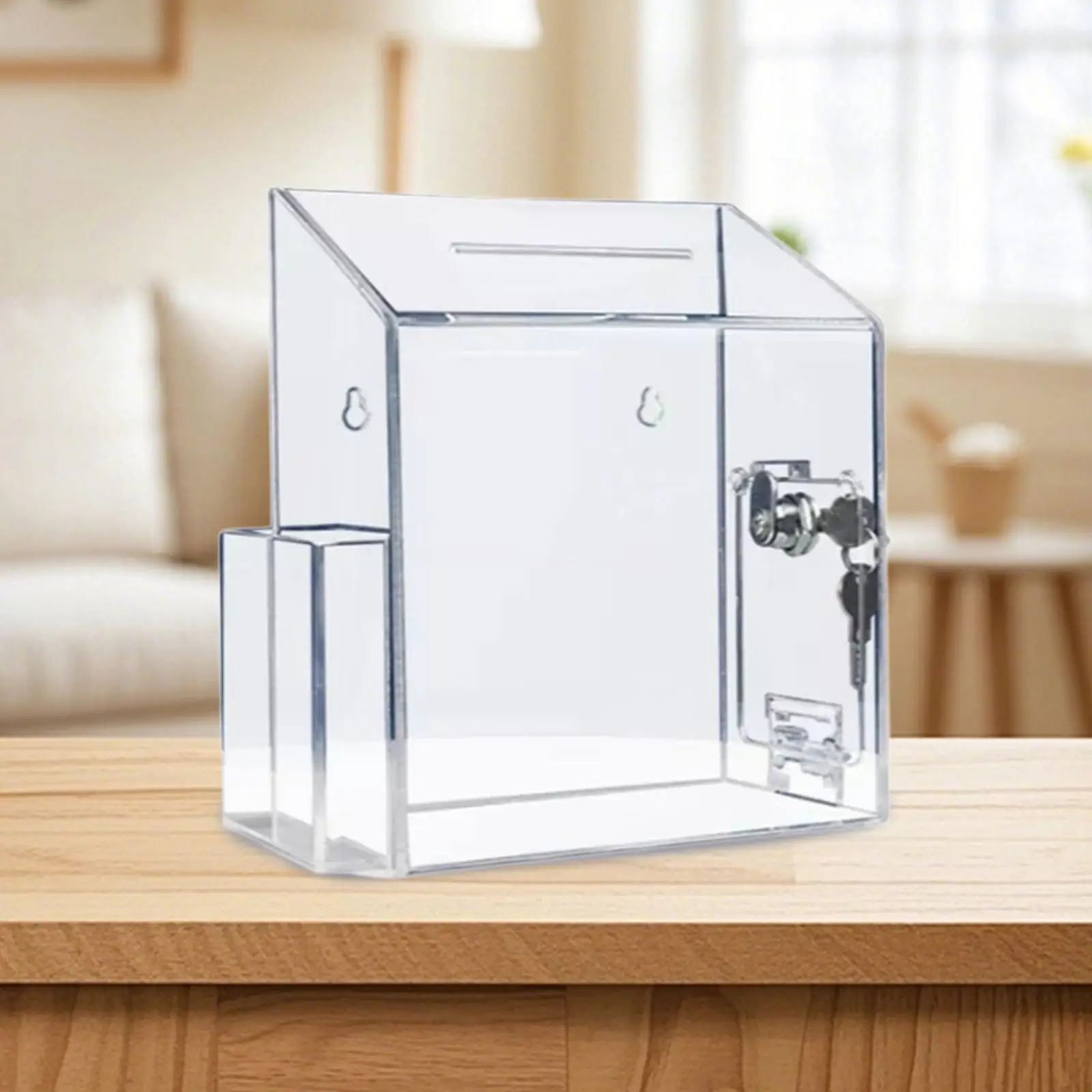 Suggestion Box with Lock and Key Versatile Acrylic Clear Lightweight Ballot Drop