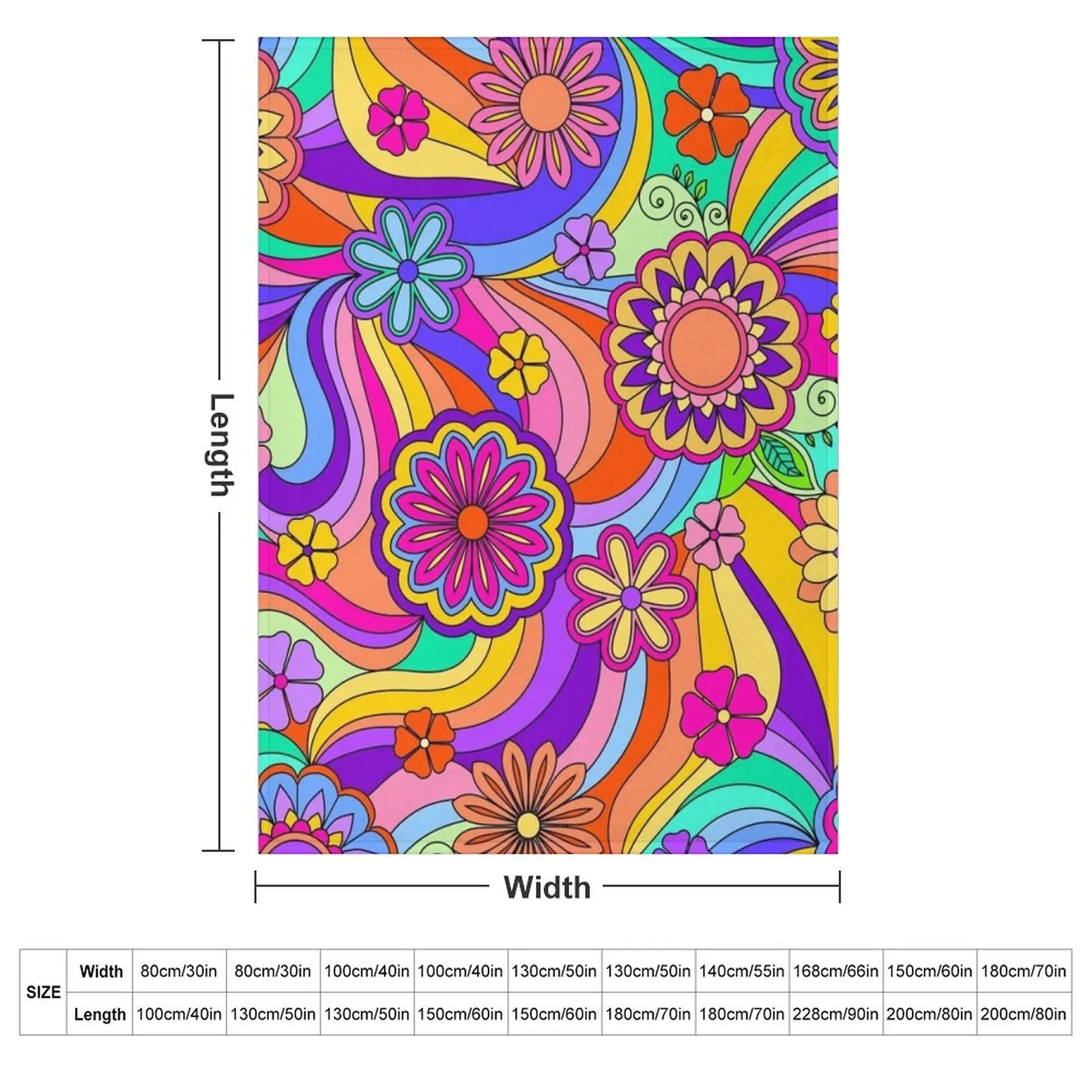 Groovy Psychedelic Flower Power Throw Blanket Thermals For Travel Retros Blankets For Bed Thermal Decoratives Blankets