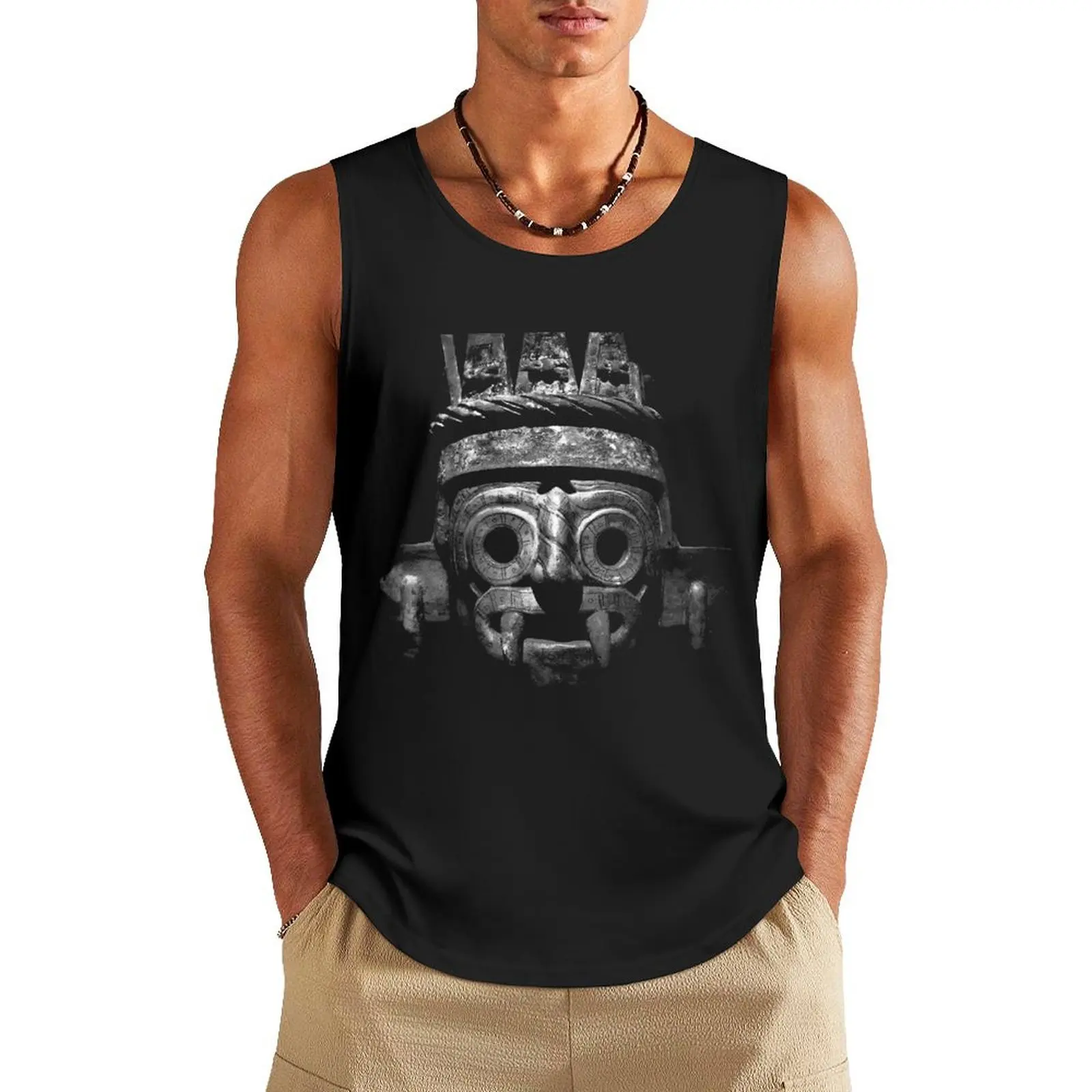 Tlaloc Face Aztec God Tank Top Men's t-shirt men clothings summer clothes men 2024 t-shirt for men