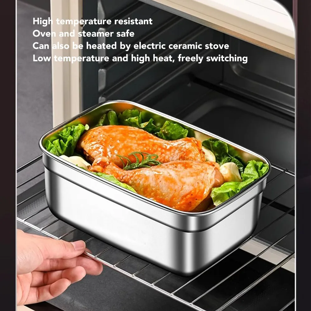 304 Stainless Steel Lunch Storage Container Portable Handle 2700ml / 3500ml Compartment Lunch Box Food Container For Camping