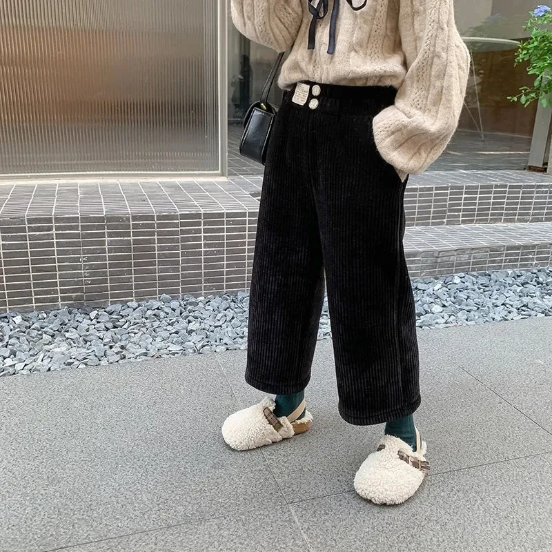 Baby Girls Pants Autumn Winter Warm Kids Corduroy Trousers 0-10 Years Old Children Warm Casual Straight Pants