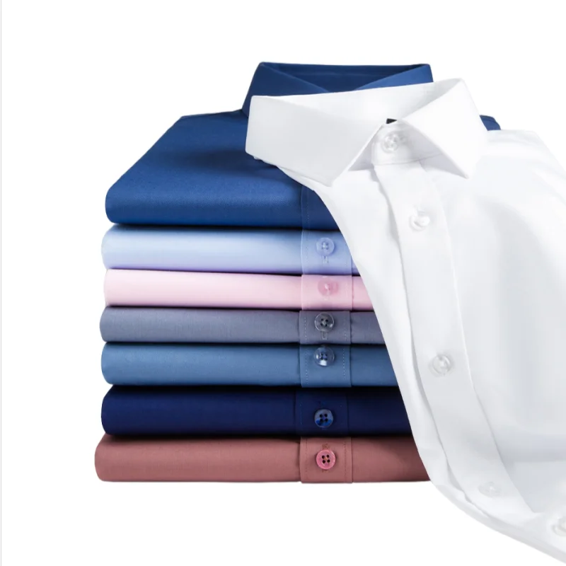 8XL Bamboo Fiber Easy Care Work Classic black blue White Shirts Men Long Sleeve Causal Office Men Shirts Long Sleeve Slim Fit