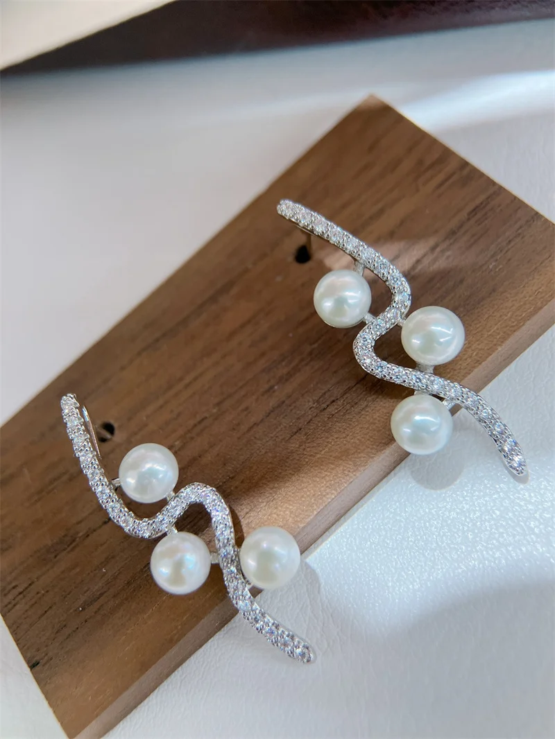 

Natural Freshwater Pearl Stud Earrings Real 925 Sterling Sliver Earring Cultured White Pearl for Women Earring Jewelry Wholesale