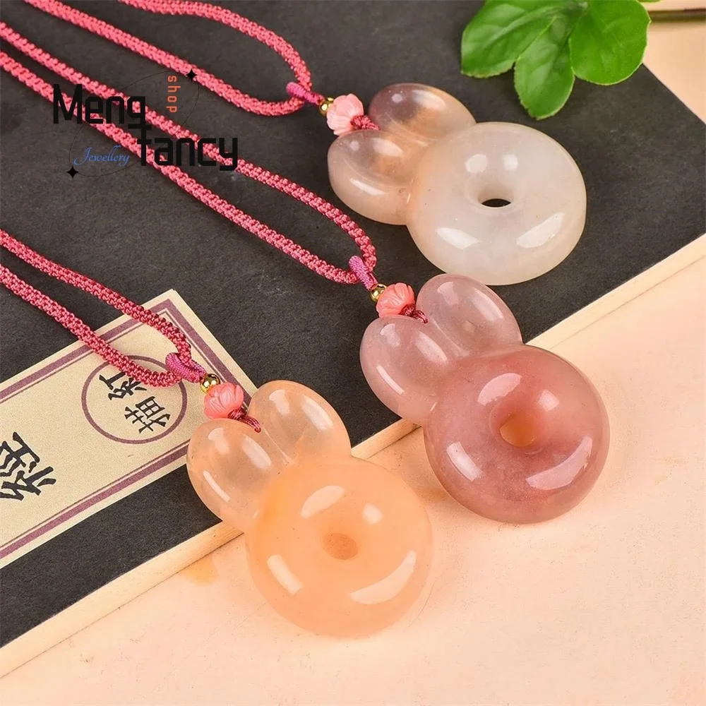 

Natural Hetian Golden Silk Jade Rabbit Pendant Charms Fashion Jewelry Women Men Engraver Amulet Mascots Necklace Holiday Gifts